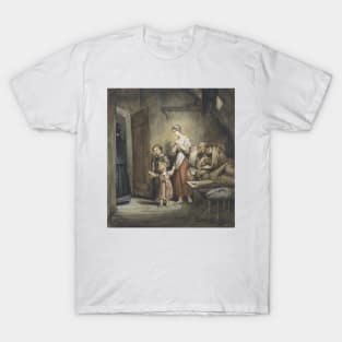 Sick Man in Bed with a Wife and Two Children Next to Him by Ary Scheffer T-Shirt